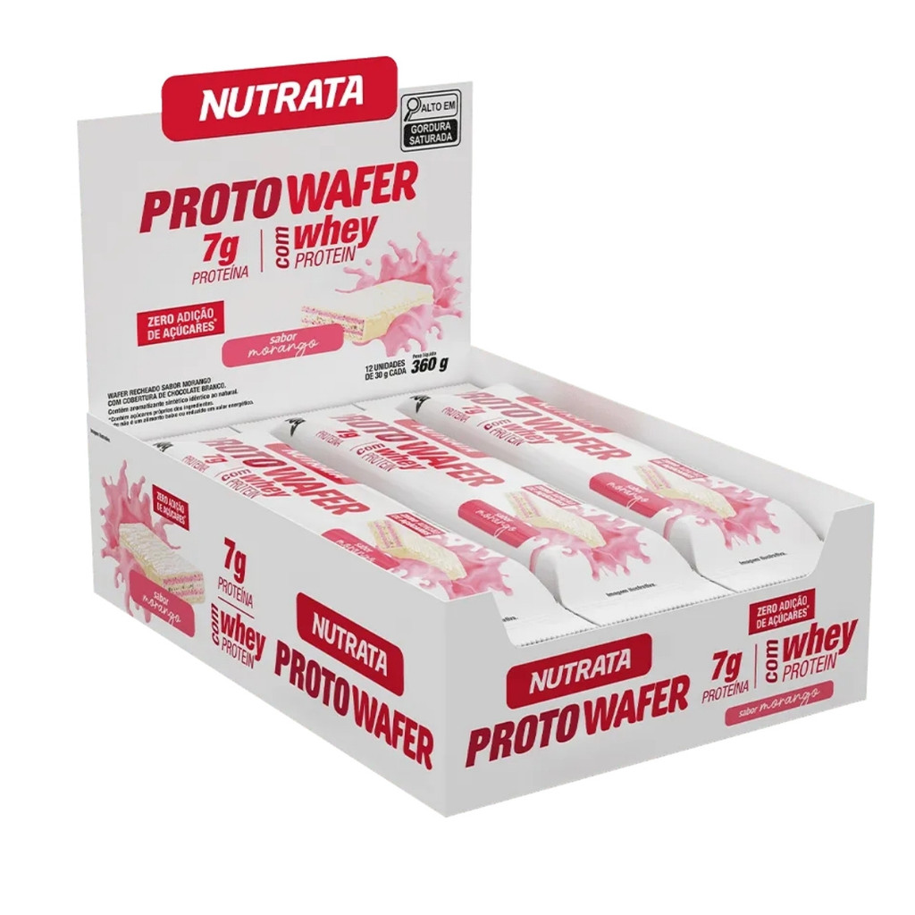 Proto Wafer Caixa Com 12 Unidades Sabor Morango Nutrata em Oferta na Shopee