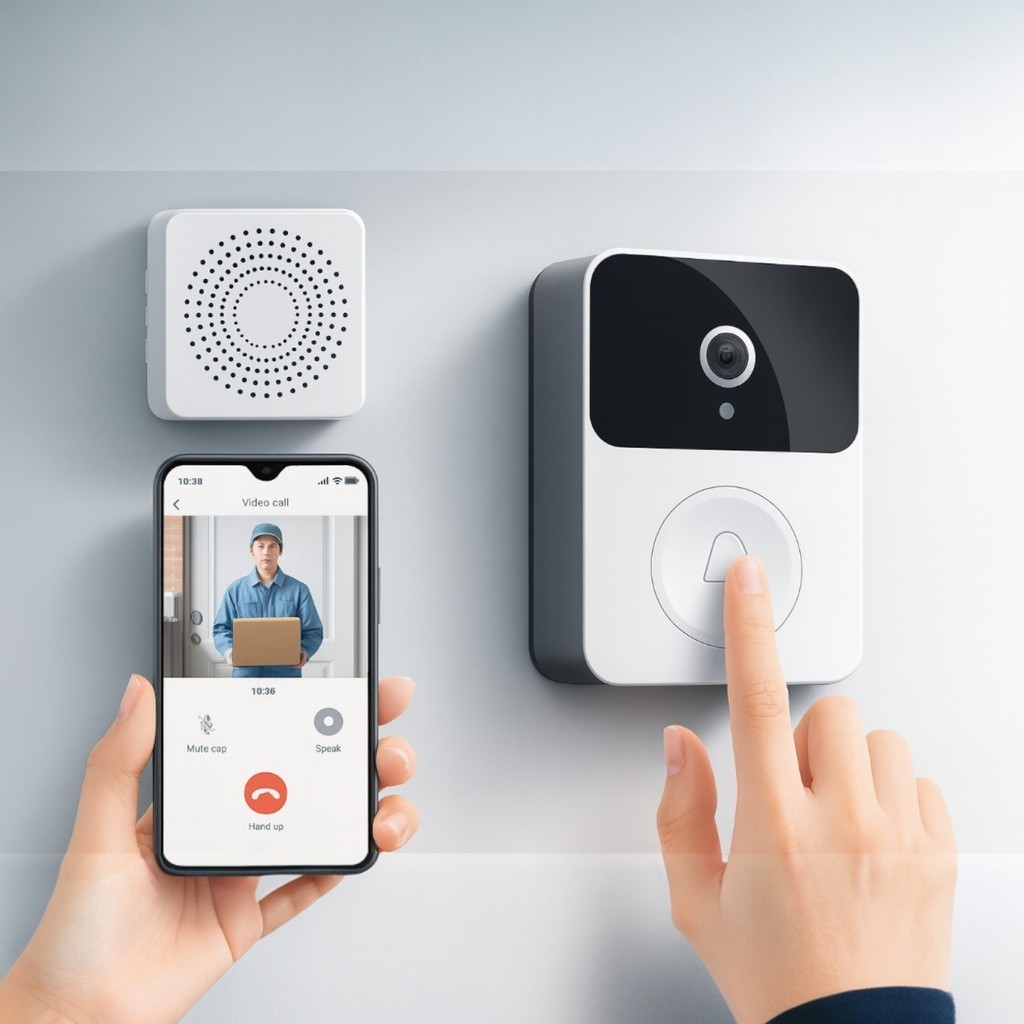Campainha Com Câmera Vídeo Porta Sem Fio Wi-Fi HD Inteligente Smart Home Pelo Celular Recarregável
