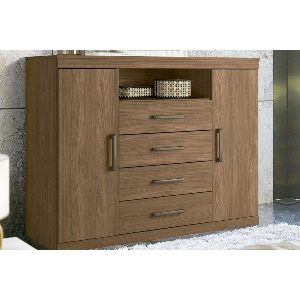 Cômoda de Quarto Master c/ 2 Portas 1 Nicho e 4 Gavetas Jatoba - Santos Andirá em Oferta na Shopee