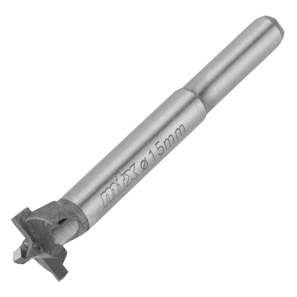 BROCA FRESA FORSTNER, 15MM, ACO RAPIDO, LAMINAS DE METAL RESISTENTE, HASTE CILINDRICA, 1PC // MTX