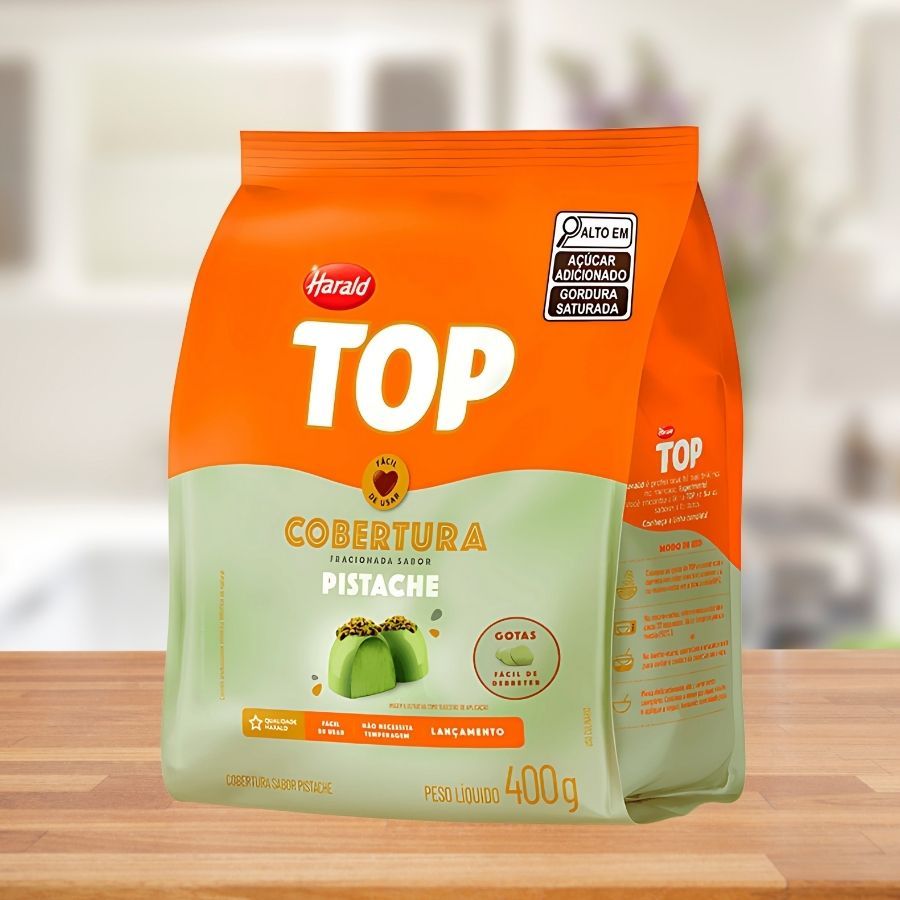 Cobertura em Gotas Fracionada Pistache - Top - 400g - 1 unidades - Harald - Rizzo
