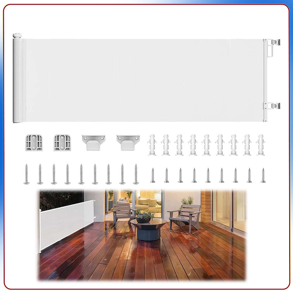 Cerca dobrável para bebês porta de malha para animais de estimação em escadas barreira de segurança - 86x300cm Branco