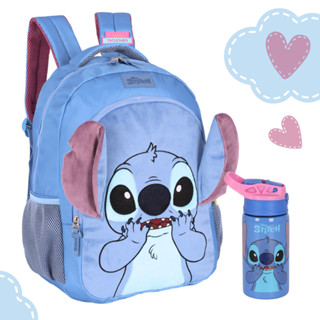 Mochila Bolsa Escolar Mala Costas Pelúcia Garrafa Squeeze Água Stitch Angel Original Infantil em Oferta na Shopee