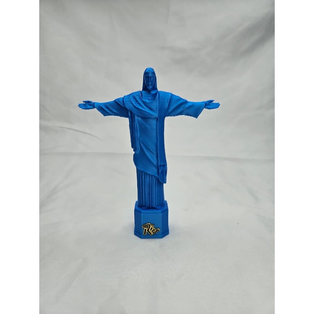 ESTÁTUA DO CRISTO REDENTOR  AZUL IMPRESSA EM 3D SOUVENIR RIO DE JANEIRO