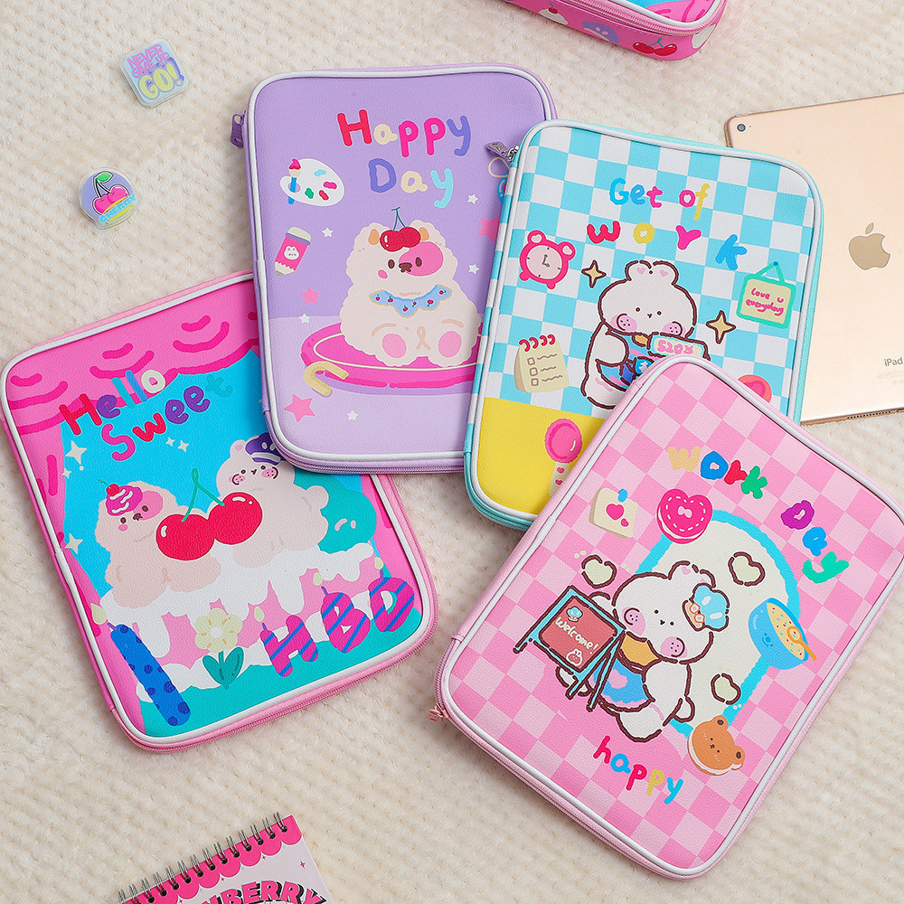 Ins novo saco de armazenamento de tablet do plutônio dos desenhos animados bonito coelho ipad forro saco menina 37cm tab