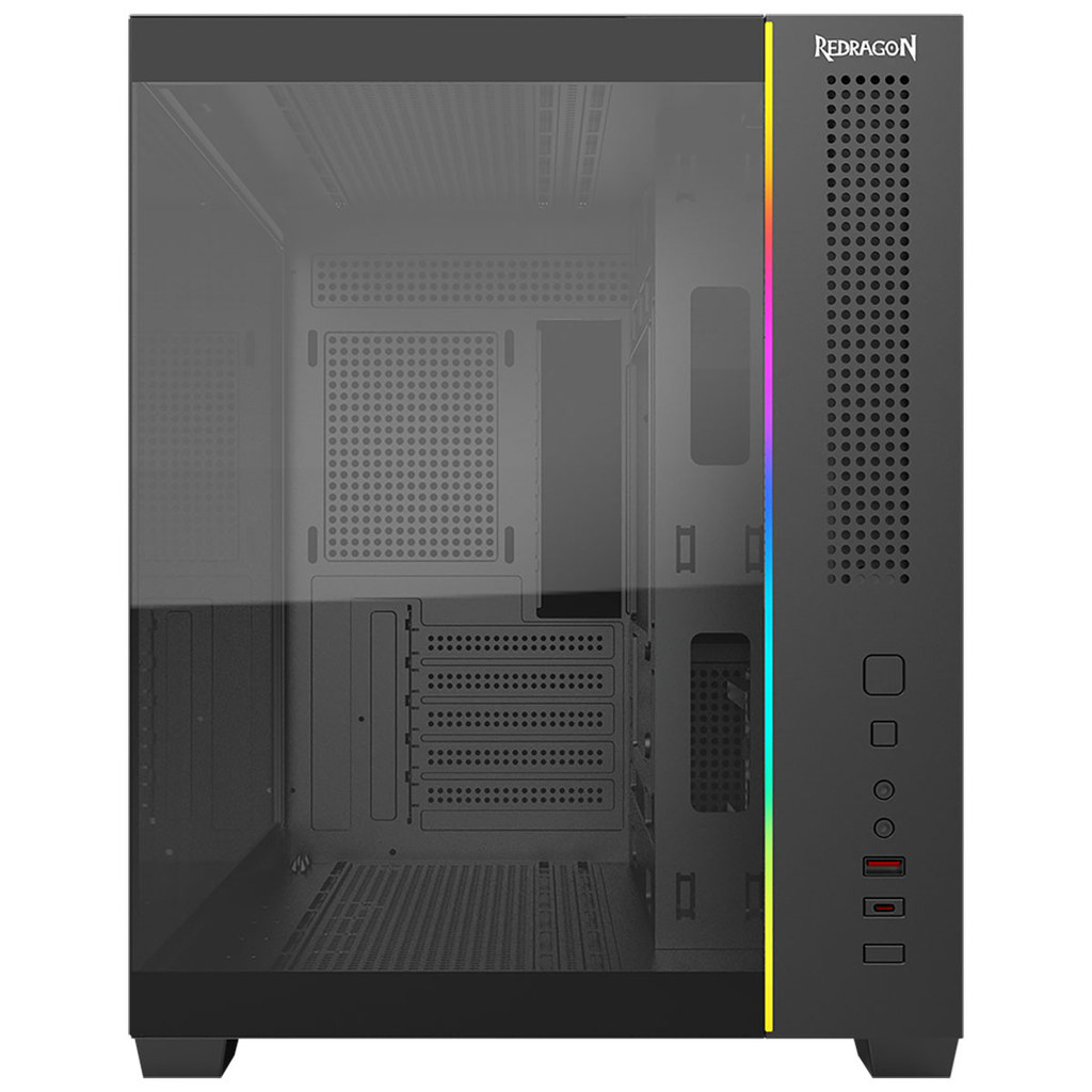 GABINETE GAMER MICRO ATX SEM FAN SEM FONTE REDRAGON CA-611B WIDELOAD MINI LITE RGB PRETO REDRAGON
