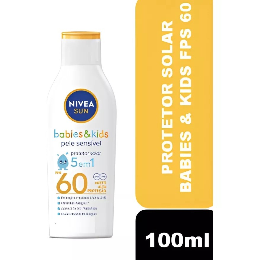 Protetor Solar Nivea Kids & Babies Pele Sensível FPS 60 100ml - Infantil, muito alta proteção UVA/UVB