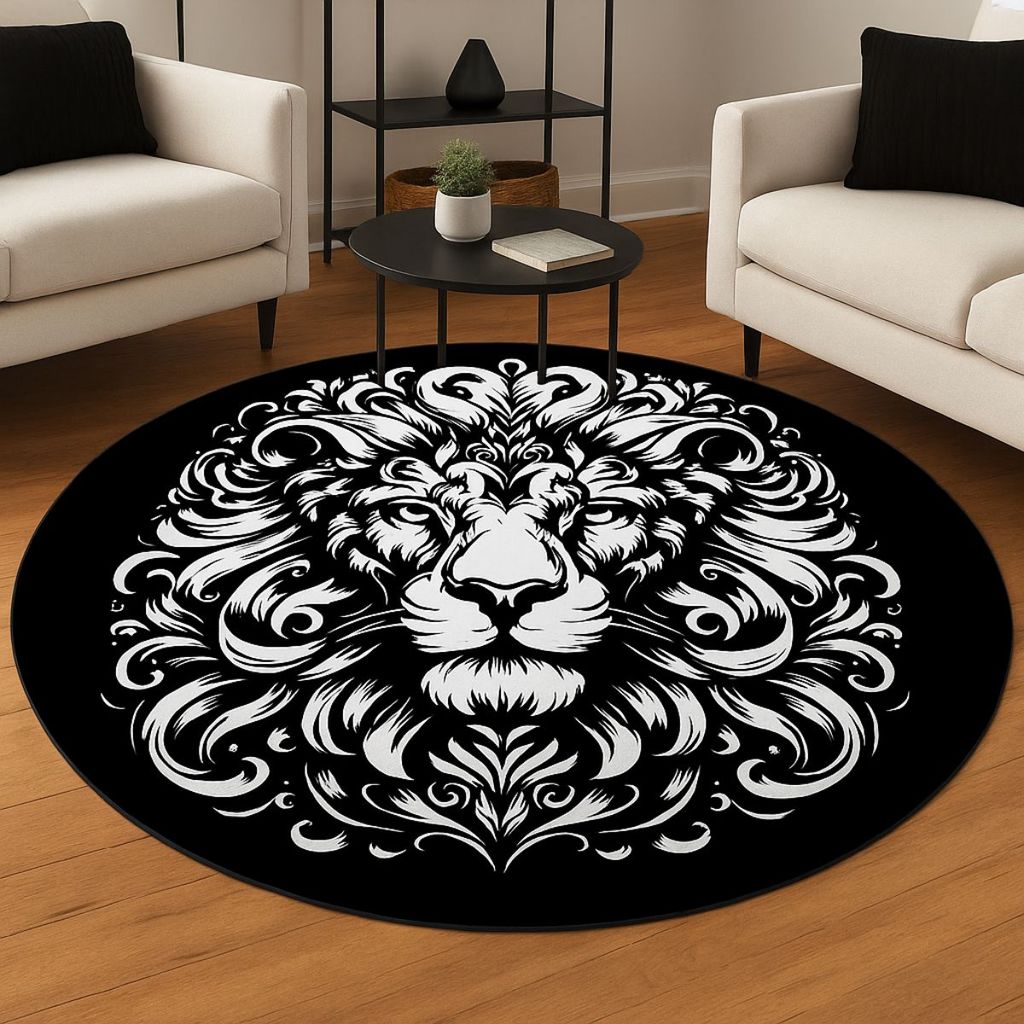 Tapete Redondo Decorativo 88cm Antiderrapante para Sala e Quarto 2151