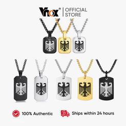 Vnox Octagon Eagle Dog Tag Colar De Aço Inoxidável Estilo Punk Rap