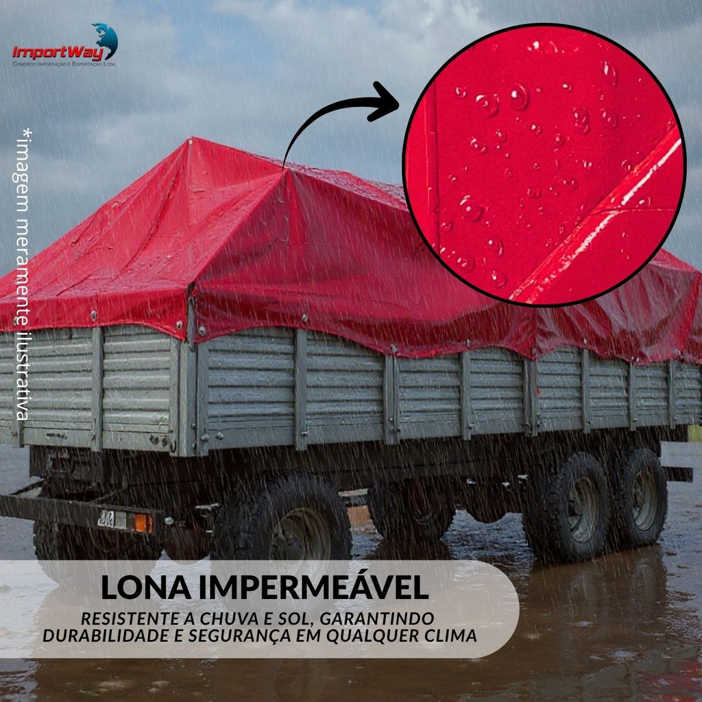 Lona Vermelha 6×3m Polietileno 70g/m² Impermeável Ideal Para Cobertura Camping Reforma Cargas Caminhão · foto 2