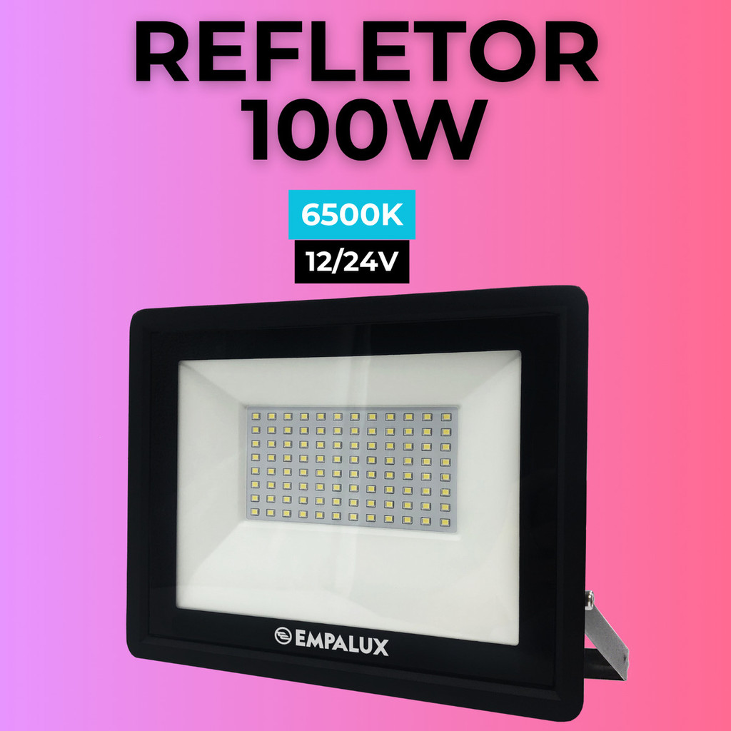 Refletor Led De Bateria 100w 12v 24v 6500k Empalux 8500 Lm em Oferta na Shopee