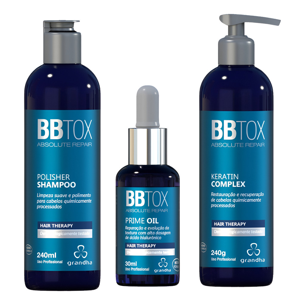 Imagem Kit Bbtox Grandha Prime Oil Shampoo Mascara Pos Progressiva