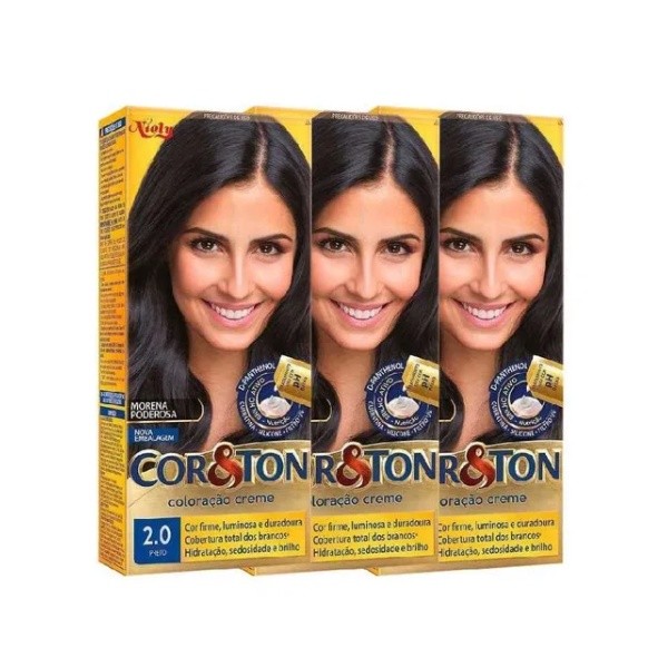 Kit 3 Tinta De Cabelo Cor E Ton 2.0 Preto em Oferta na Shopee