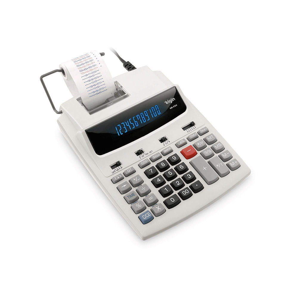 Calculadora de Mesa com Impressão Bicolor 6124 - 12 Digitos Função Correção Display Fluorescente