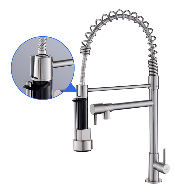 Torneira Cozinha Gourmet Inox para Bancada com Spray Flexível Torneira Mista Com Dupla Função agua so frio em Oferta na Shopee