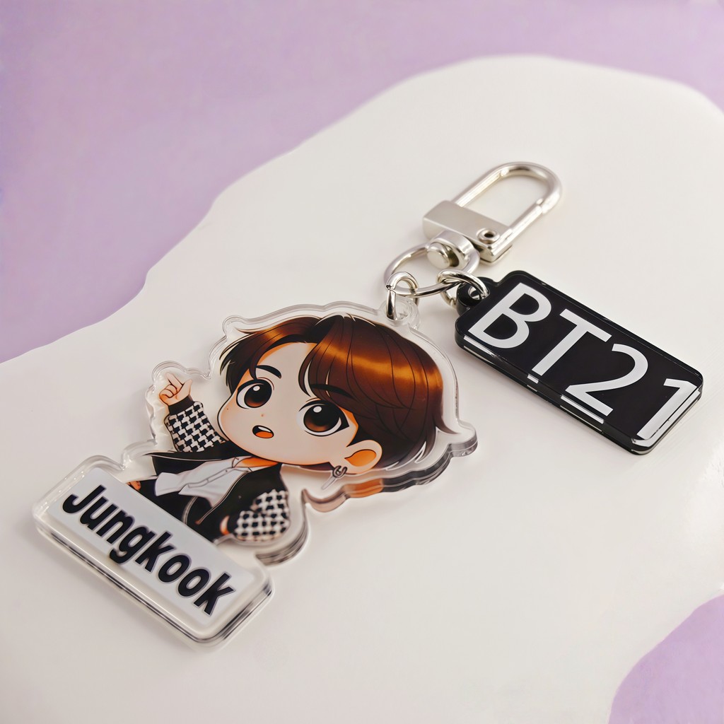 Pingente De Bolsa De Chaveiro De Acrílico KPOP BTS BT21 Com Padrões De Alta Definição E designs Fofos