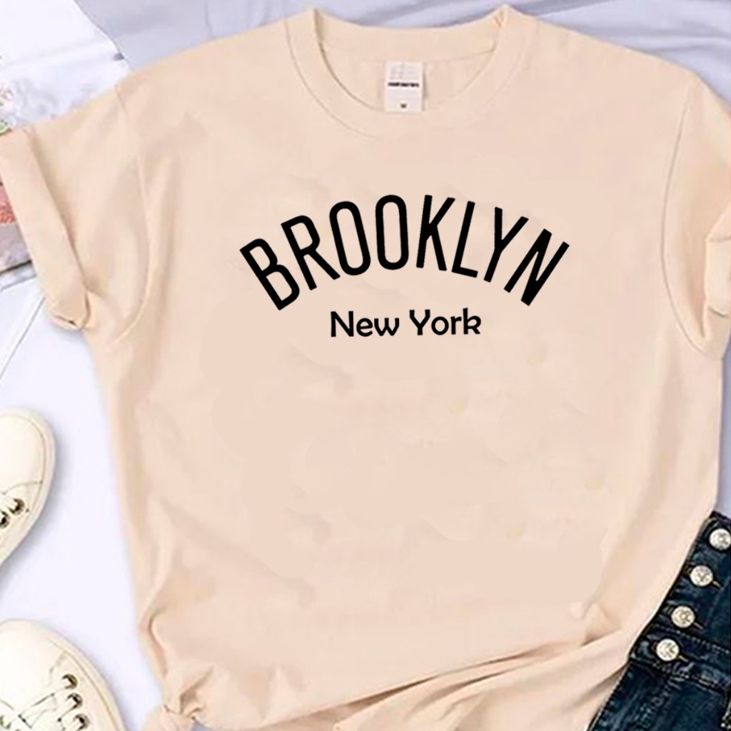Camiseta feminina Algodão Brooklyn New York Nova York NYC Camisa Streetwear Moda Urbana Viagem EUA