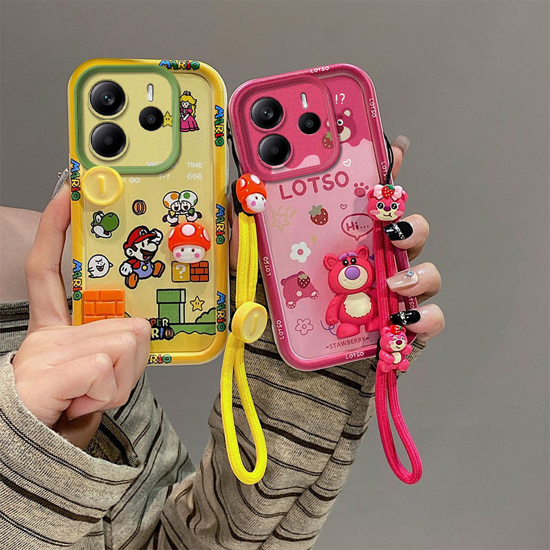 Capa de telefone estilo feminino estética resistente a choques com cordão para Redmi note 15 pro max note 14s note15 not