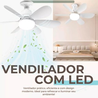 Ventilador de Teto LED 60W 42CM– Silencioso, 6 Pás, Controle Remoto, Iluminação Integrada para Sala e Quarto em Oferta na Shopee