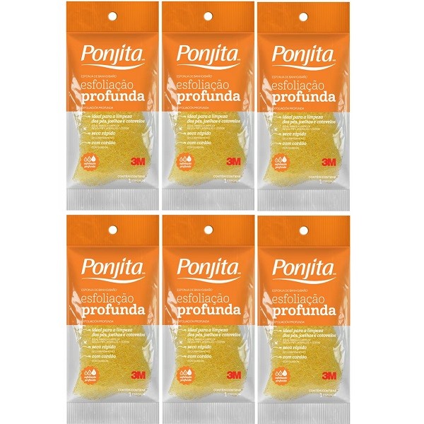 Kit com 6 Esponja de Banho Esfoliaçao Profunda Ponjita em Oferta na Shopee