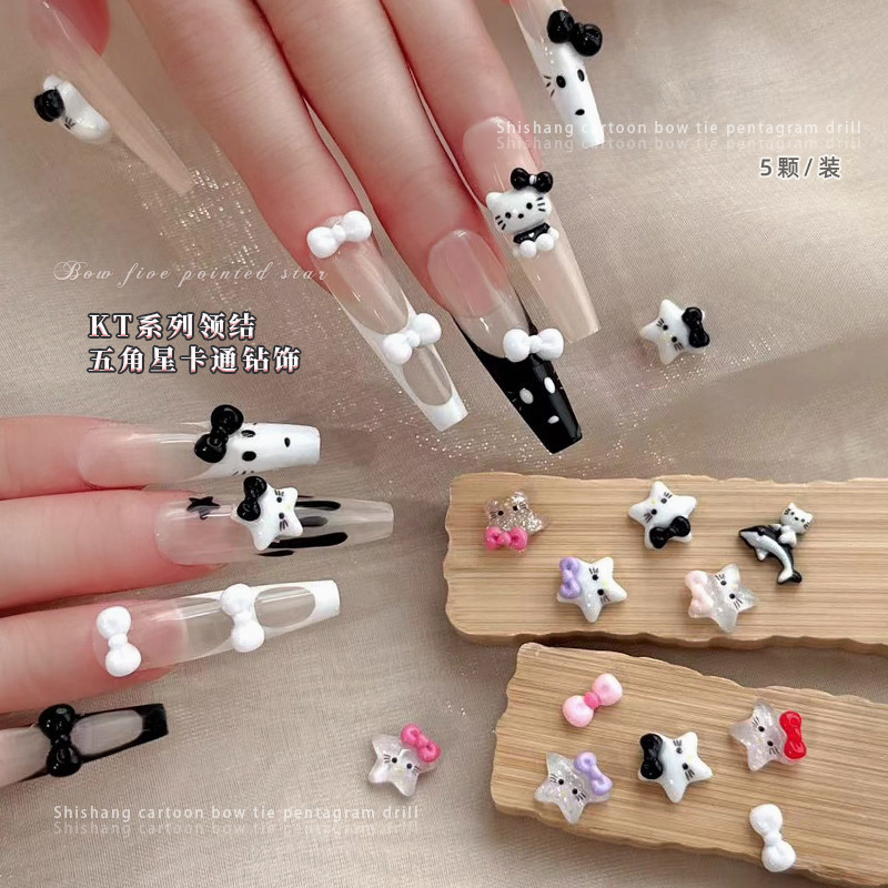 Novo Gatinho Gato Estrela de Cinco Pontas Acessórios de Manicure Crianças Arco dos Desenhos Animados Estrela Diy Wearabl — R$ 13,02 em Shopee, 10% OFF