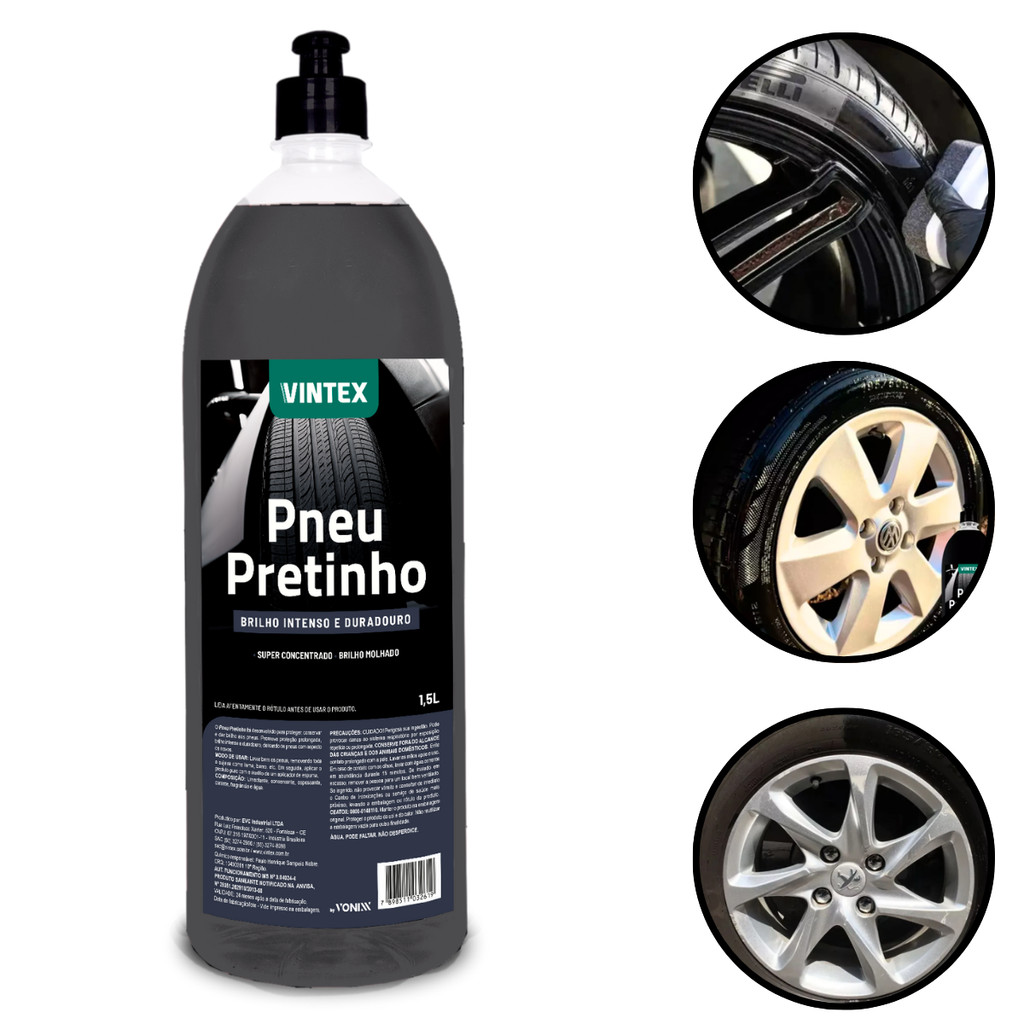 Produto para dar Brilho Preteador Pneus Pneu Pretinho 1,5L Vintex em Oferta na Shopee