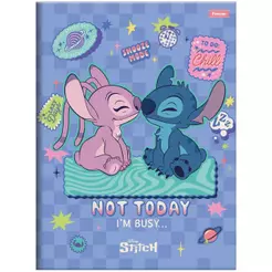 Caderno Brochurão Grande 20x27,5cm 80 Folhas Stitch Angel Not Today Foroni