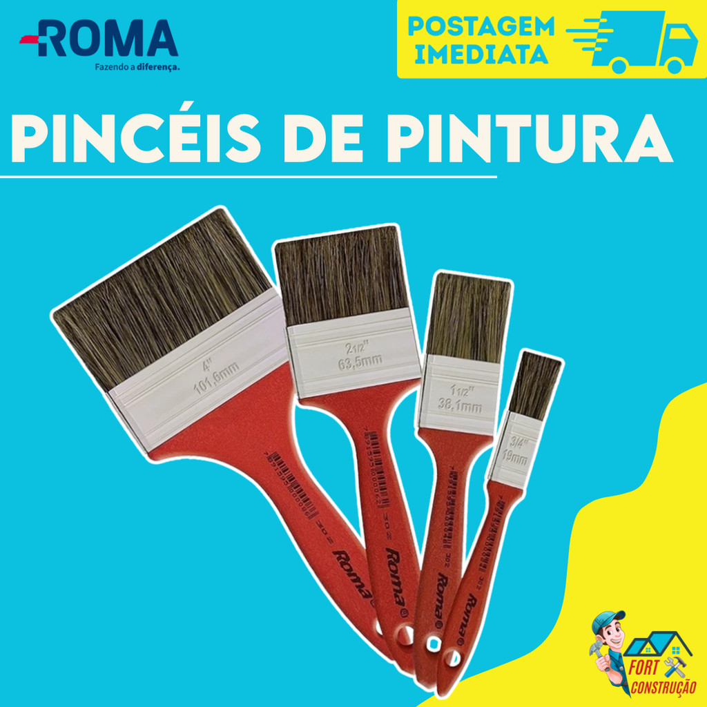 Pincel Trincha para Pintura Roma 302 *UNIDADE*  Roma
