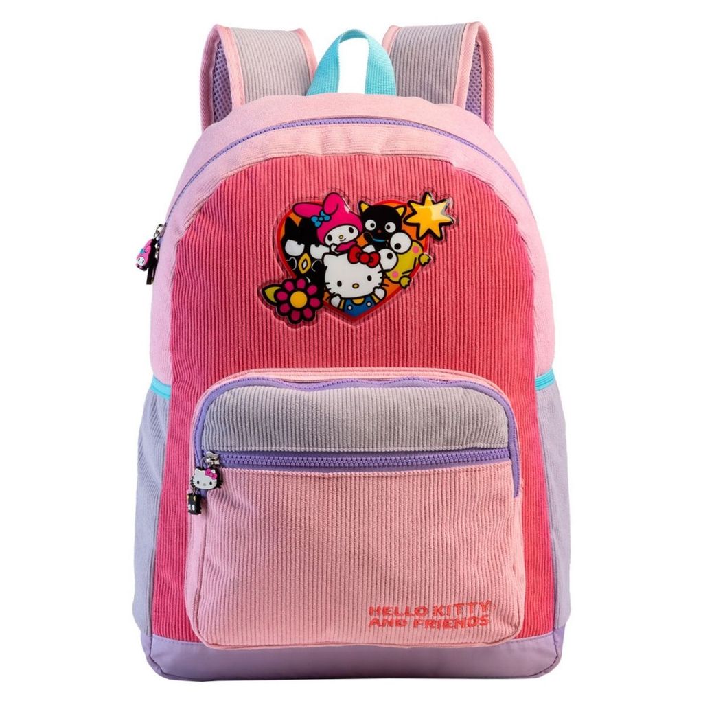 Mochila Escolar Infantil Hello Kitty & Friends Veludo Cotelê