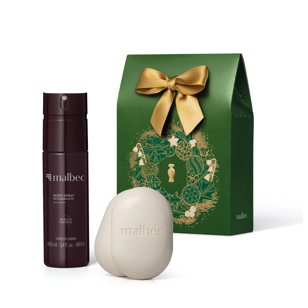 MALBEC KIT 25 (1 BODY SPRAY 100ml + 2 SABONETES EM BARRA 80g)