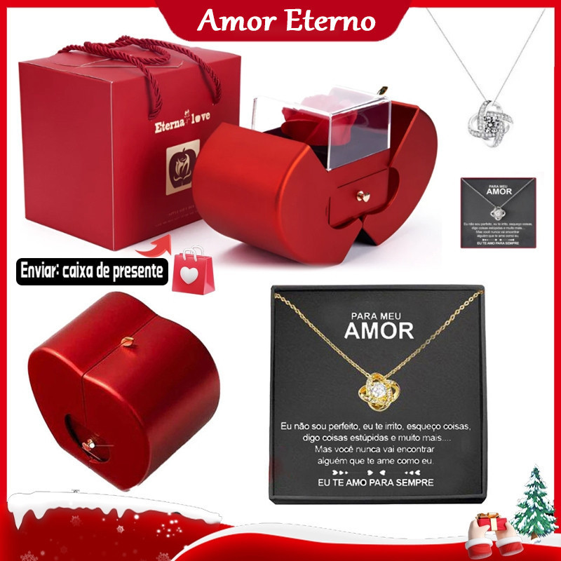 Colar De Prata Com Caixa De Presente Eternal Rose Para Namorada, Presente De Mãe em Oferta na Shopee