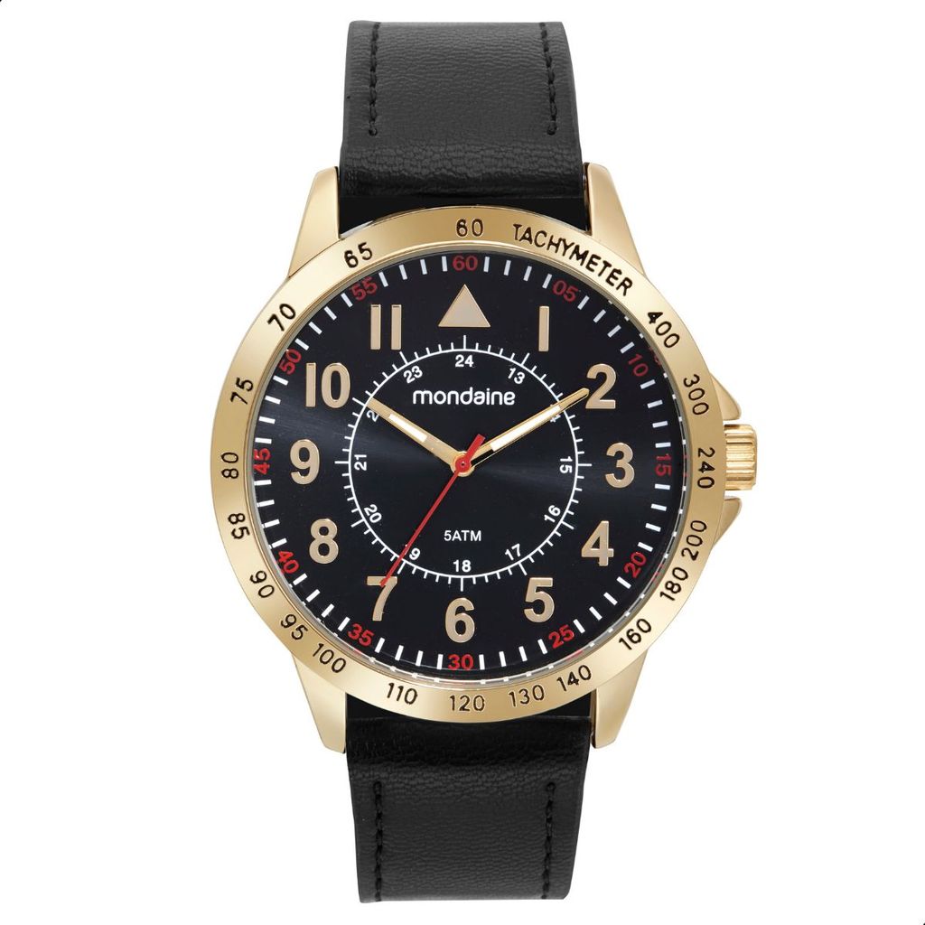Relógio Masculino Mondaine Casual Couro Preto 99666GPMVDH2