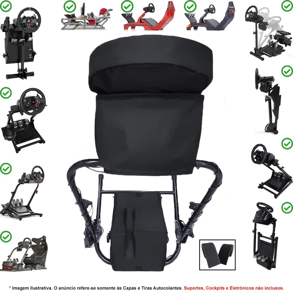 Capas Protetoras Compatíveis c/ Volante, Base e Pedal G25 G27 G29 G920 G923 Simulador Gamer Logitech — imagem 2 de 2
