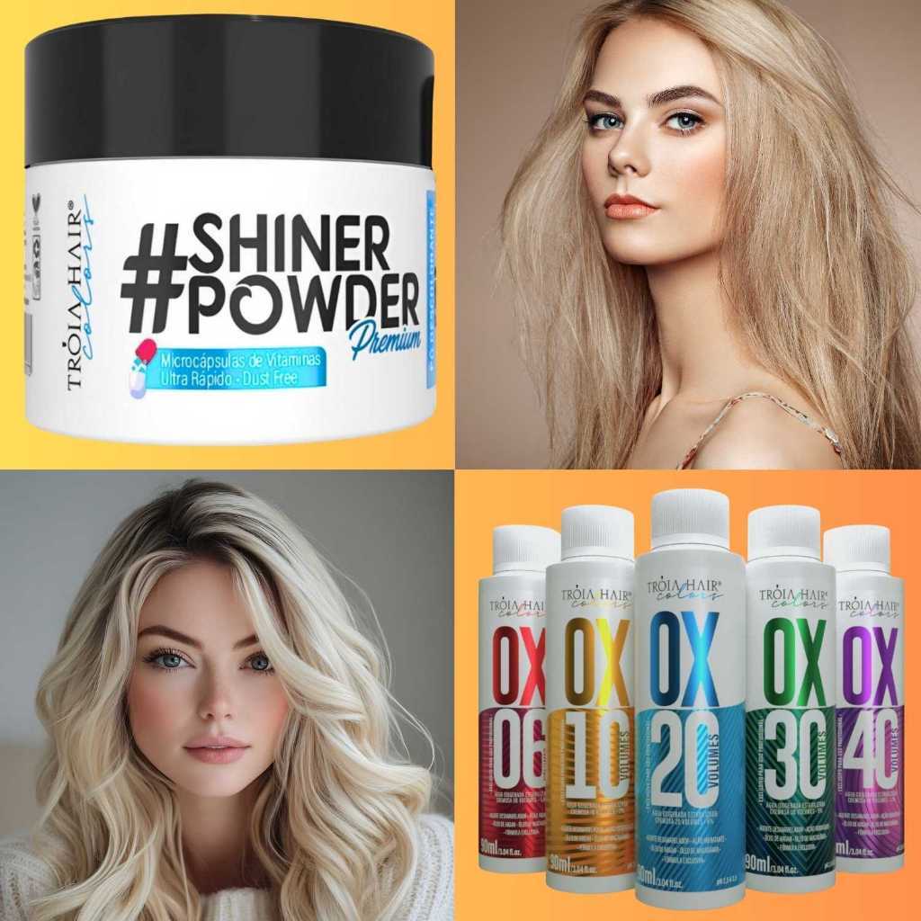 Kit Moon Shine – Pó Descolorante 50g + OX 90ml Tróia Hair em Oferta na Shopee