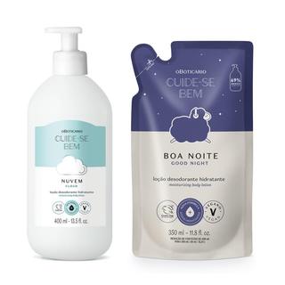 Loção Corporal Cuide-se Bem Nuvem 400ml + Refil Boa Noite 350ml uso diário em promoção creme cheiroso