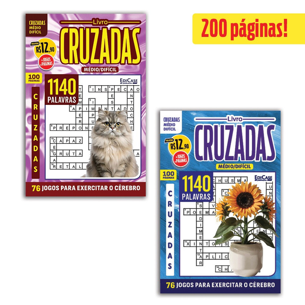 Kit 2 Livros Cruzadas ed.01 - Médio/Difícil 02 e 03