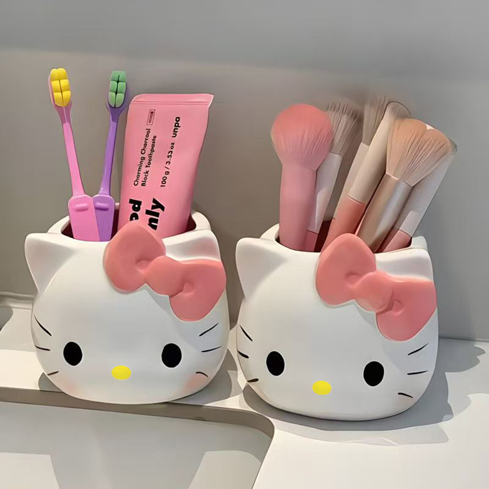 Bonito Desenho Animado Olá KT Porta-Canetas Caixa De Armazenamento Pincel De Maquiagem Ferramentas De Beleza em Oferta na Shopee