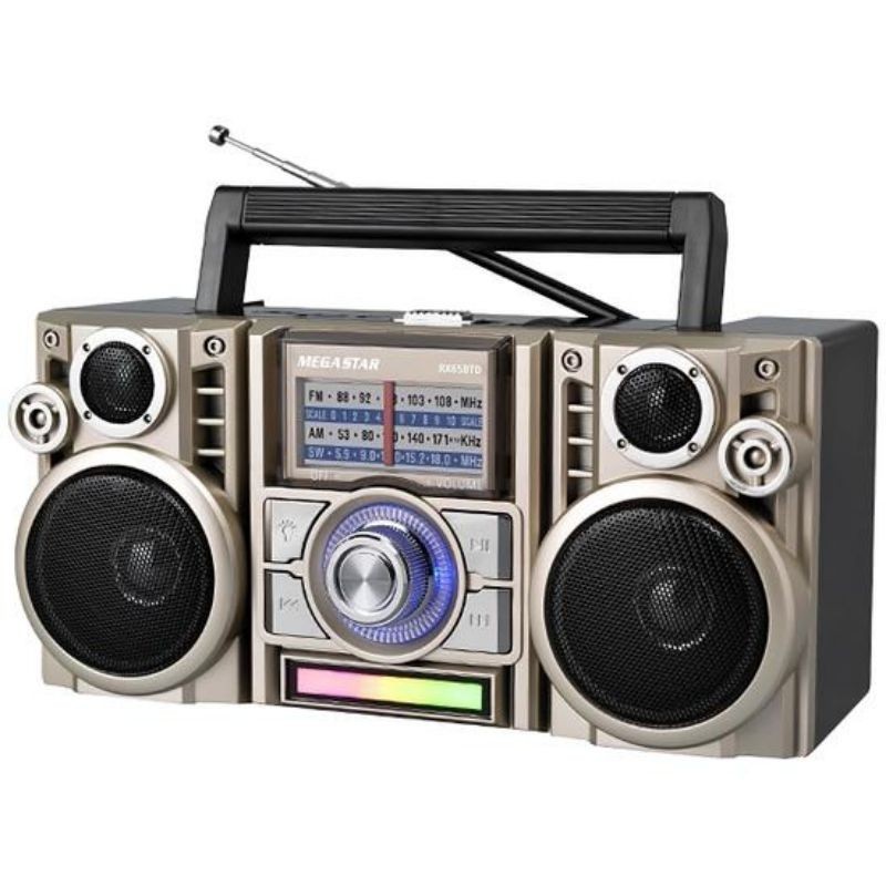 Radio retro Portatil Megastar RX65BTD com SD/USB/Bluetooth - Preto/Dourado em Oferta na Shopee