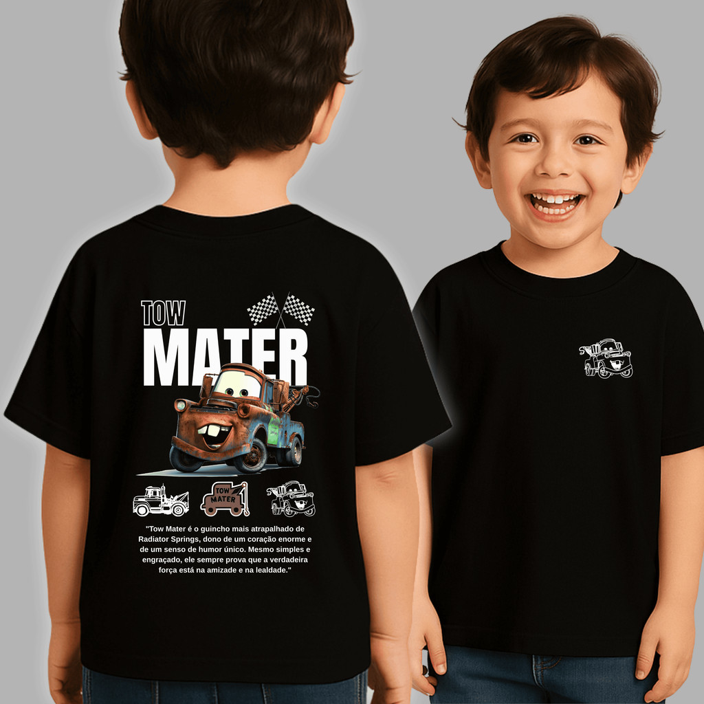 Camiseta Juvenil Infantil Carros Tow Matte Filme Mcqueen unissex 100% Algodão