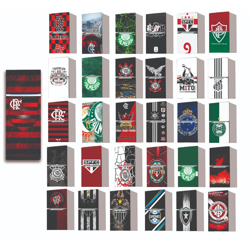 Envelopamento de Geladeira Tema Times em Adesivo Autocolante Decoração Universal 65x170cm em Oferta na Shopee