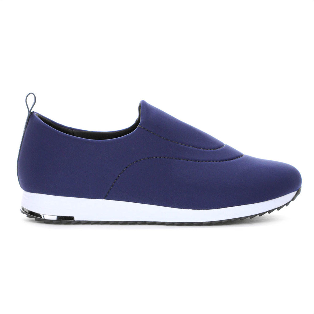 Tênis Usaflex Slip On Elastano Detalhe Costura Azul Escuro - Feminino