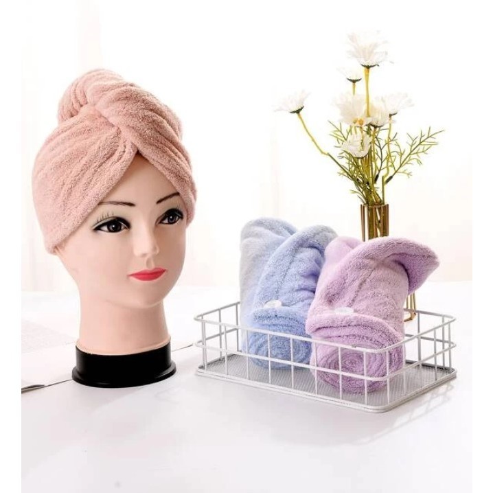 KIT 4 PCS Toalha De Cabelo Banho Toalha Grossa Mágica para Secar Cabelo de Microfibra Grossa Touca Pós Banho Banheiro em Oferta na Shopee
