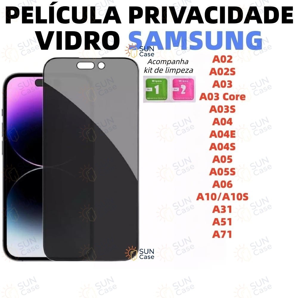Película Para Samsung Galaxy A06 A05 A03 A05S A04E A10 A31 A02 A71 A51 A04S A03S A02S A10S Macia Protetor Anti Spy FKM