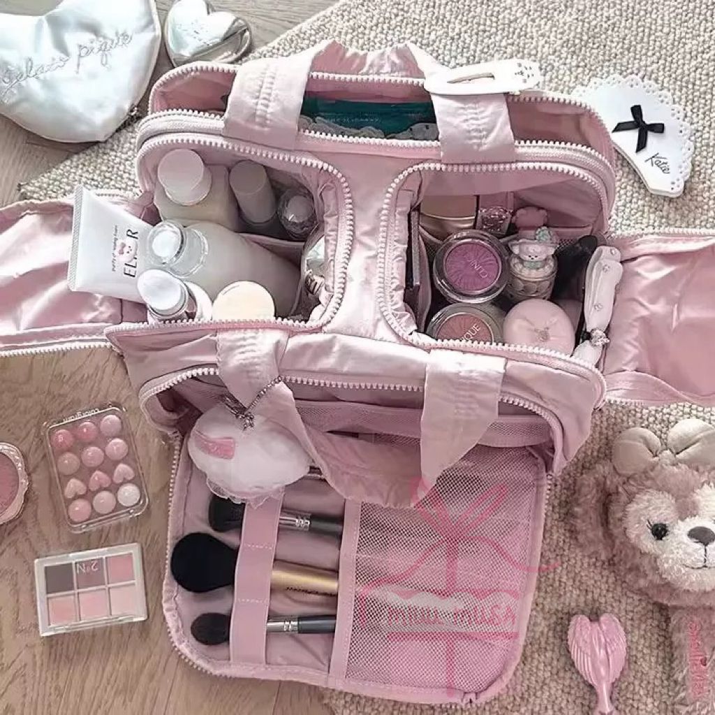 Bolsa de Maquiagem e Toalete Portátil de Grande Capacidade,para viagem, armazenamento