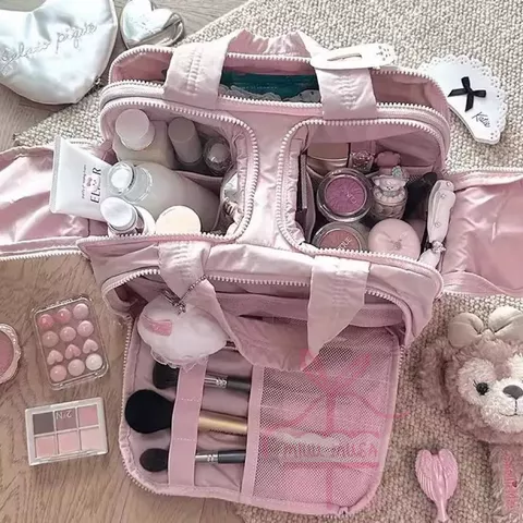 Bolsa de Maquiagem e Toalete Portátil de Grande Capacidade,para viagem, armazenamento