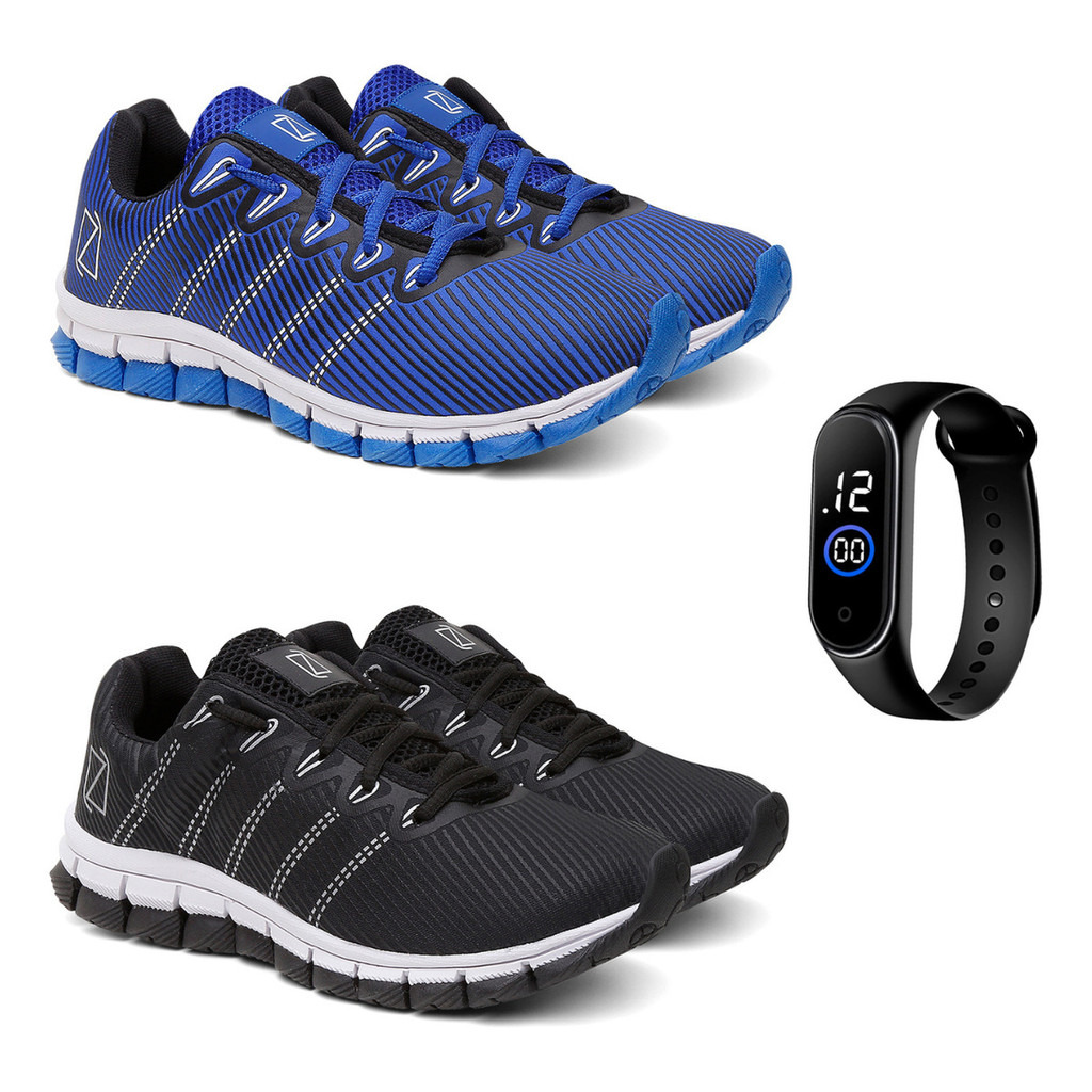 Kit 2 Tênis Masculino Academia Esportivo Com Relógio Digital
