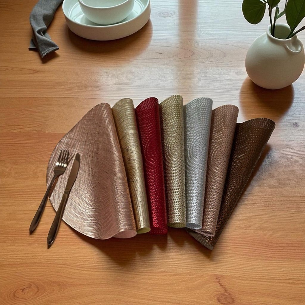 Kit 4 ou 6 ou 12 jogo americano Tapete De Mesa Posta Redondo Design Elegante Impermeável