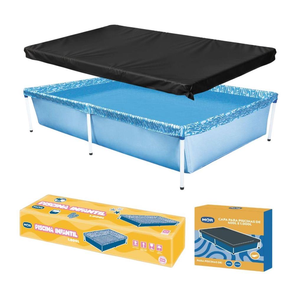 Piscina Infantil Retangular 1000 Litros Com Capa Mor em Oferta na Shopee