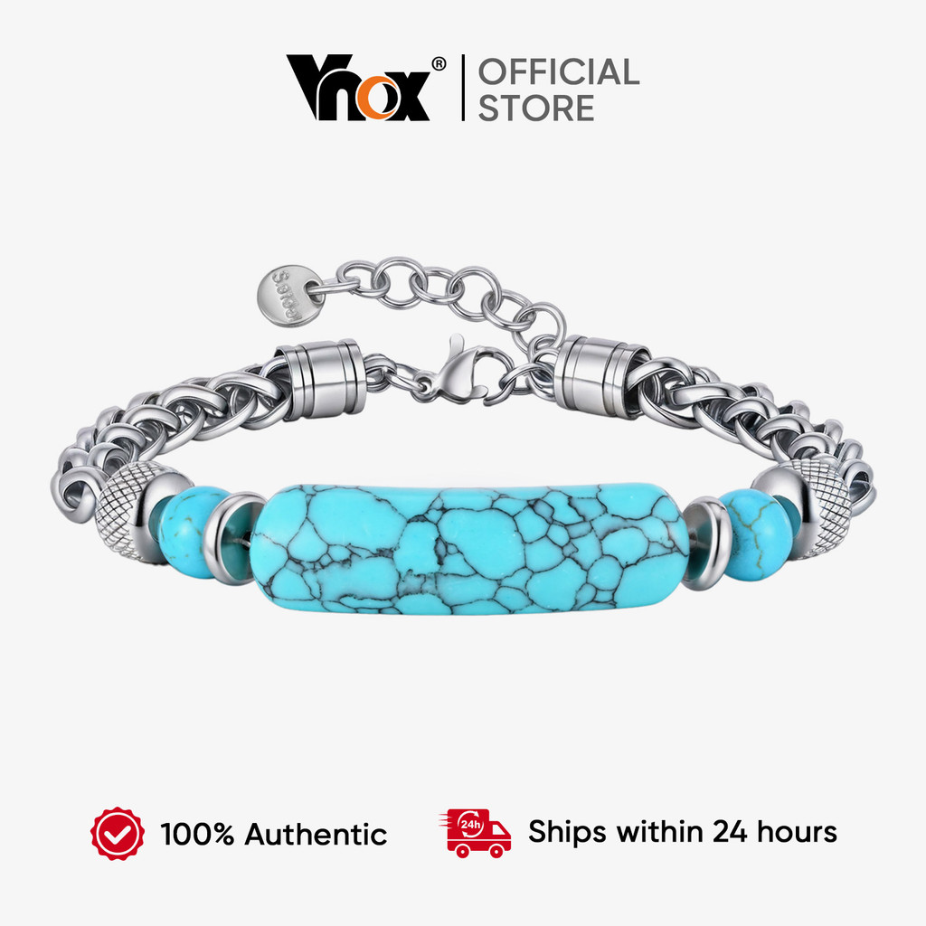 Pulseira Vnox Turquesa Cesta De Proteção Da Sorte Tecer Charme Curvo Masculina Estilo Natural em Oferta na Shopee