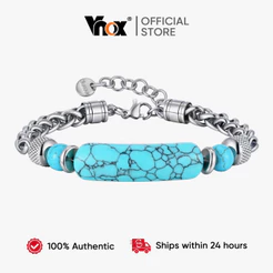 Pulseira Vnox Turquesa Cesta De Proteção Da Sorte Tecer Charme Curvo Masculina Estilo Natural